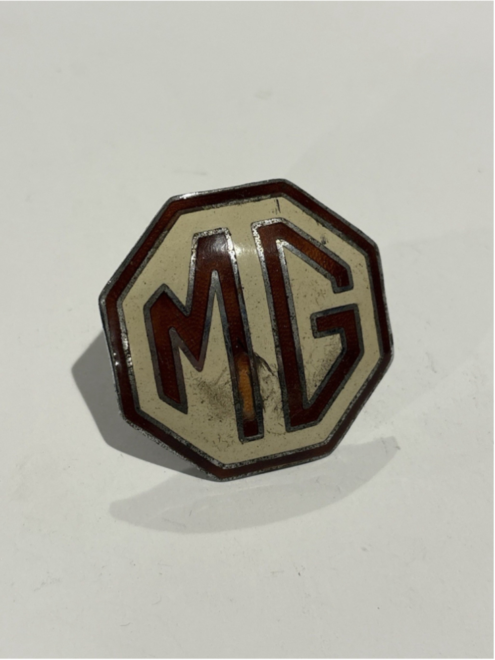 Vintage MG Octagon Enamel Badge Emblem J Fray Ltd Birmingham Classic Car Part